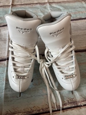 Riedell Crystal White JR SZ 2 JR2 Junior Figure ice Skates Vesta Eclipse Blade