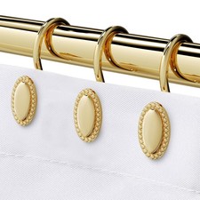 Gold Shower Curtain Hooks, Set of 12, Rust Resistant, Heavy Duty, Decorative ...