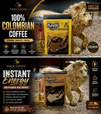 Keefe Coffee Bundle Colombian 3oz FrenchVanilla Cappuccino Instant Energy Combo