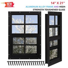 2 Pack, Chicken Coop Windows 14" x 21" with Tempered Glass and Fiberglass Screen