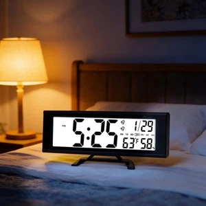 Smart Alarm Clock with Touch Display 190x27x85mm ABS Body Temp Humidity Display