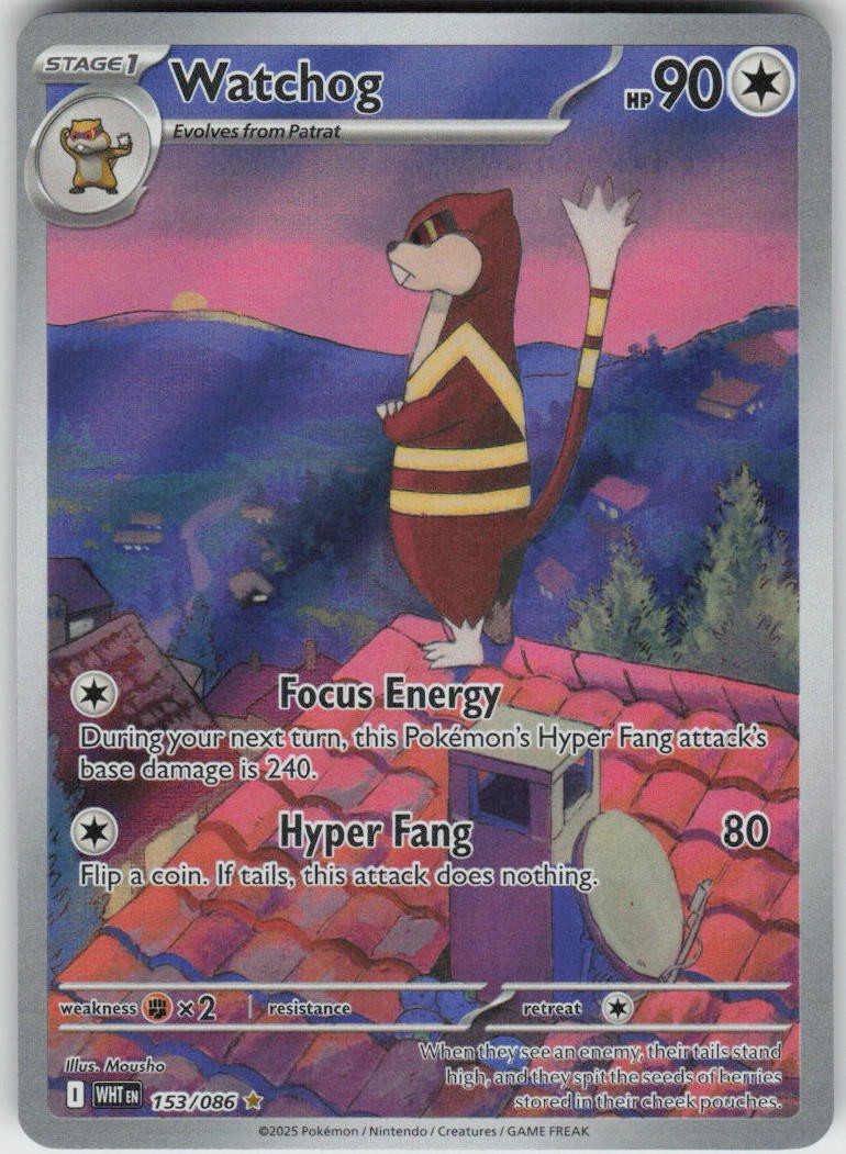 Watchog 153/086 Illustration Rare White Flare Pokemon Holo Near Mint
