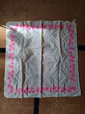 Vintage Robinson Golluber Scarf Cream Pink Flowers Hand Sewn Edge Made in Italy