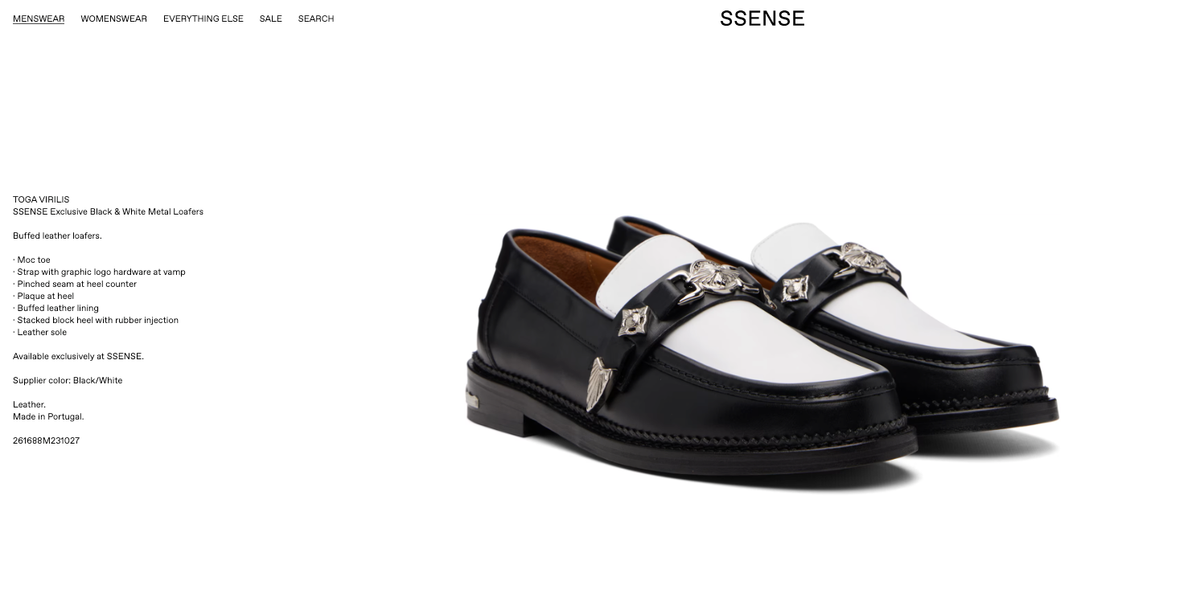 靴 toga virilis (made in portugal) Toga Virilis SSENSE Black White Metal Loafers Men's Size 41 Made