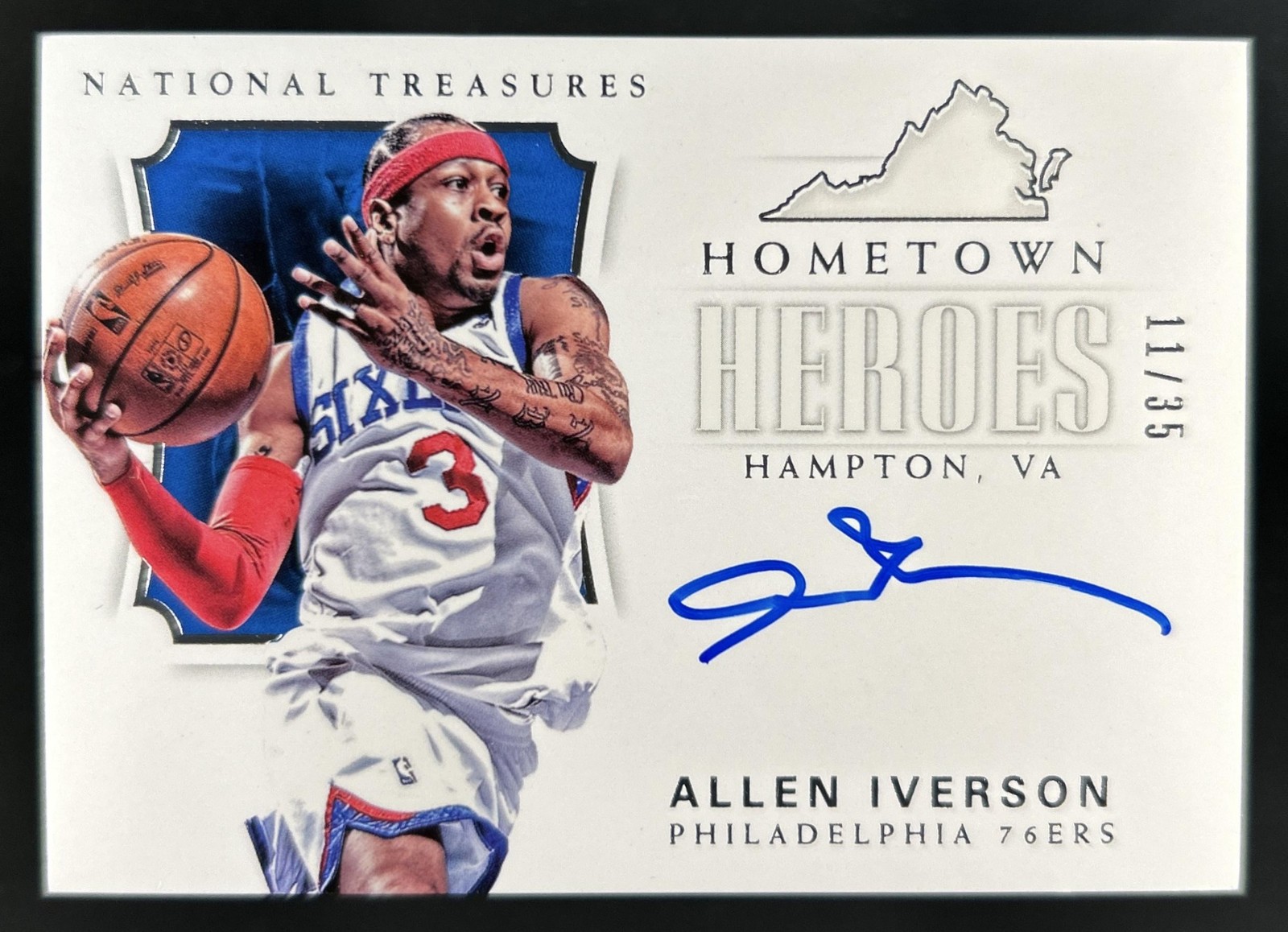 2017-18 Panini National Treasures Allen Iverson Hometown Heroes Auto #/35 76ers