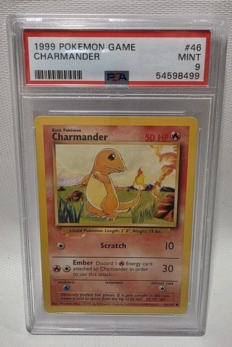 1999 Pokémon PSA 9 Charmander Non Holo Base Set #46