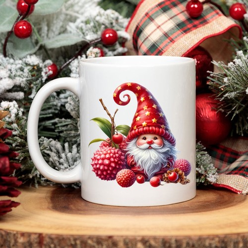 12x Watercolor Christmas Lychee Gnome Vinyl Sticker Decal Tumbler Wine Glass Cup - Picture 2 of 3
