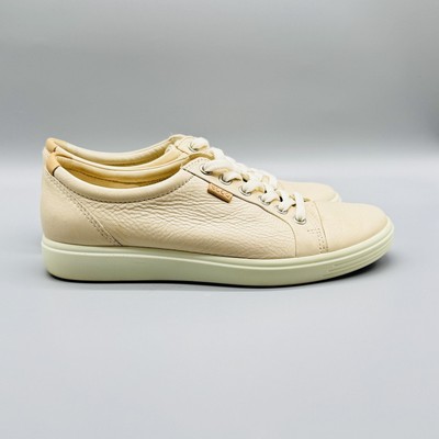 Ecco Soft 7 Shoes Womens 8 US 39 EU Beige Leather Casual Comfort Extra Width