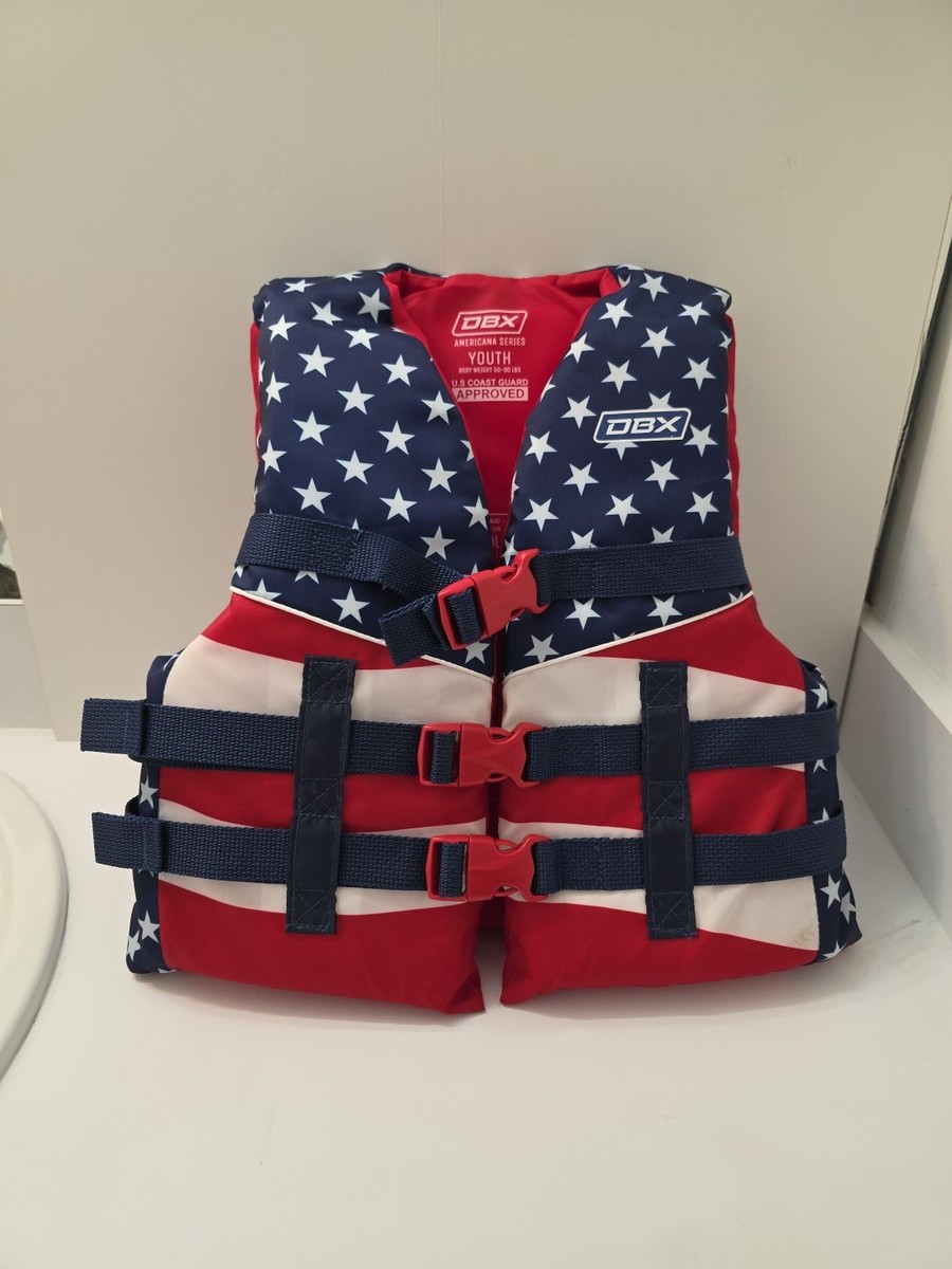 DBX Youth Life Jacket Ski/Wake Board Vest 50 - 90Lbs American Flag
