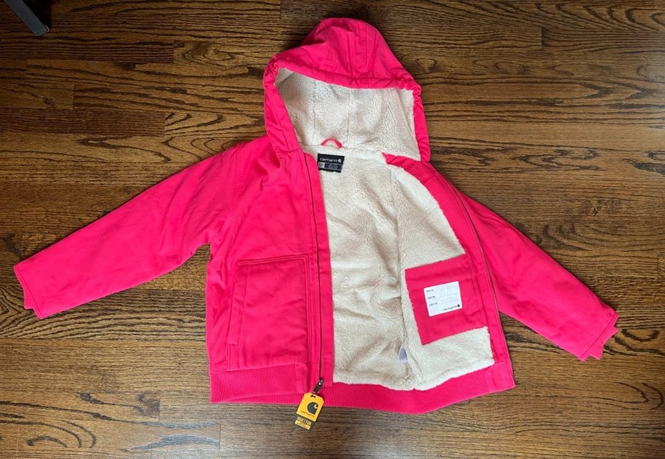 Carhartt Kid Girls Raspberry Canvas Insulated Hood Active Jacket XS, S, M, L NWT - Image 2 of 4