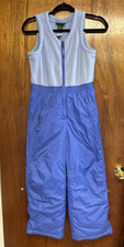 Kids Girls LL Bean Snow Bib Sz 10 Blue Overall Pants Ski 283674 Youth EUC