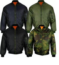MA1 Mens Air Force Classic Bomber Jacket Military Style Padded Biker Jacket Top