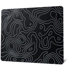 Glass Mouse Pad for Gaming, Black Topographic Hard Gaming Mousepad, Professio...