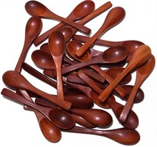 Juego de cucharas de sal pequeñas de madera - Paquete de 12 mini cucharas de madera con mango corto
