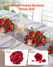 Flower Balls Arrangement Bouquet 10 PCS, 9.5-Inch Wedding Red Roses Centerpiece