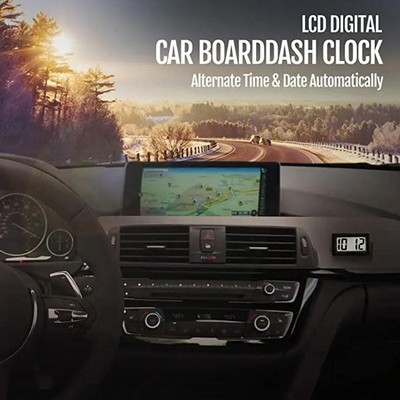 Car Dashboard Digital Clock - Small LED Clock Vehicle Adhesive Clock* Time V0X9