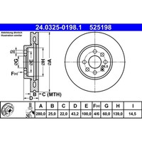 Bremsscheibe ATE Powerdisc 24.0325-0198.1, 1 StüCk