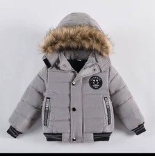Boys Kids Winter Puffer Jacket Fur Hood Thick Warm Parka Coat 2T-5T Multi-Color
