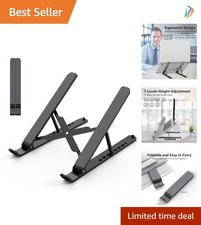 Compact Black Laptop Stand - Foldable, Ergonomic,  Perfect for 10-15.6  Devices