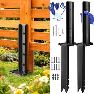 Fence Post Repair Kit, 2Pcs Heavy Duty Fence Post Anchor Ground Stakes, Robust Q