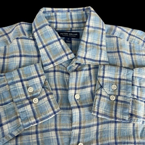 Peter Millar Crown Crafted Woodlawn 100 % Leinen Sporthemd Größe Medium 250 $ - Bild 5 von 8