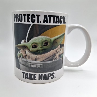Baby Yoda Ceramic Mug Grogu  Protect. Attack. Take Naps  Mandalorian Star Wars