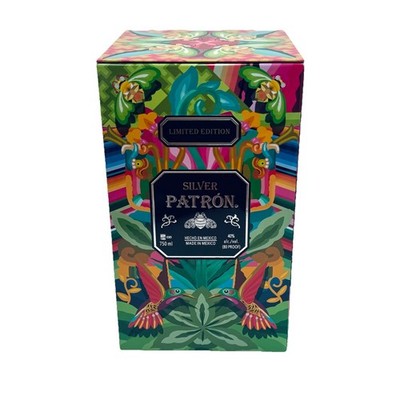 Silver Patron Tequila Limited Edition 750 ml Colorful Art Box Animals Birds ++