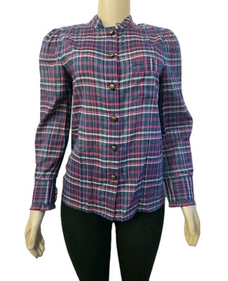 Marc by Marc Jacobs Boho Blue Multicolor Size 8 Top Shirt Blouse Button Up  #C