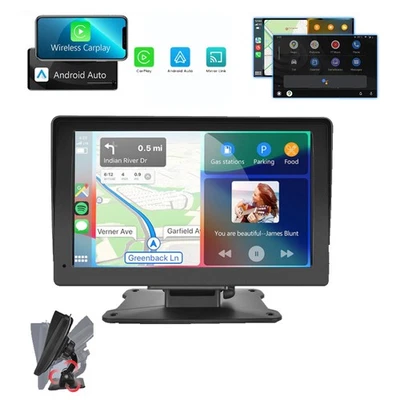 NAVITROEY 7 Inch Portable Wireless Apple Carplay Android Auto Car Radio Touch Screen BT FM