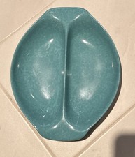 3 Vintage 1950's Russel Wright Home Decorators Blue Melmac Divided Bowl 11" x 9"