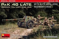 Miniart 1/35 Kit Militare German 7,5 Cm Pak 40 Late Mit Elite Artillerie Modell