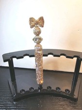 Handcrafted Rhinestone Acrylic Beaded Pen Pink Rhinestone Bow Black Ink