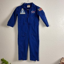 Aeromax NASA Astronaut Flightsuit Costume Kids 4-6 Blue Excellent Patches Cotton