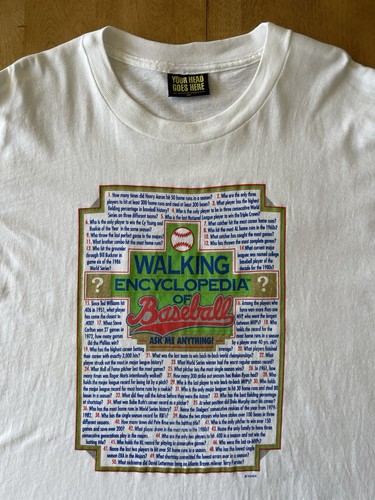 Vintage Your Head Goes Here Walking Encyclopedia of Baseball T-Shirt Size XL - Picture 5 of 18