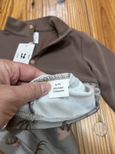 Camicia a maniche lunghe patchwork Awe Smocks cervo/buck/caccia, taglia 6/7 ragazzo, nuova con etichette - Foto 4 di 5