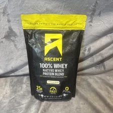 Ascent, 32oz 100% Whey Protein Blend, Vanilla Bean Expires 05/06/2026