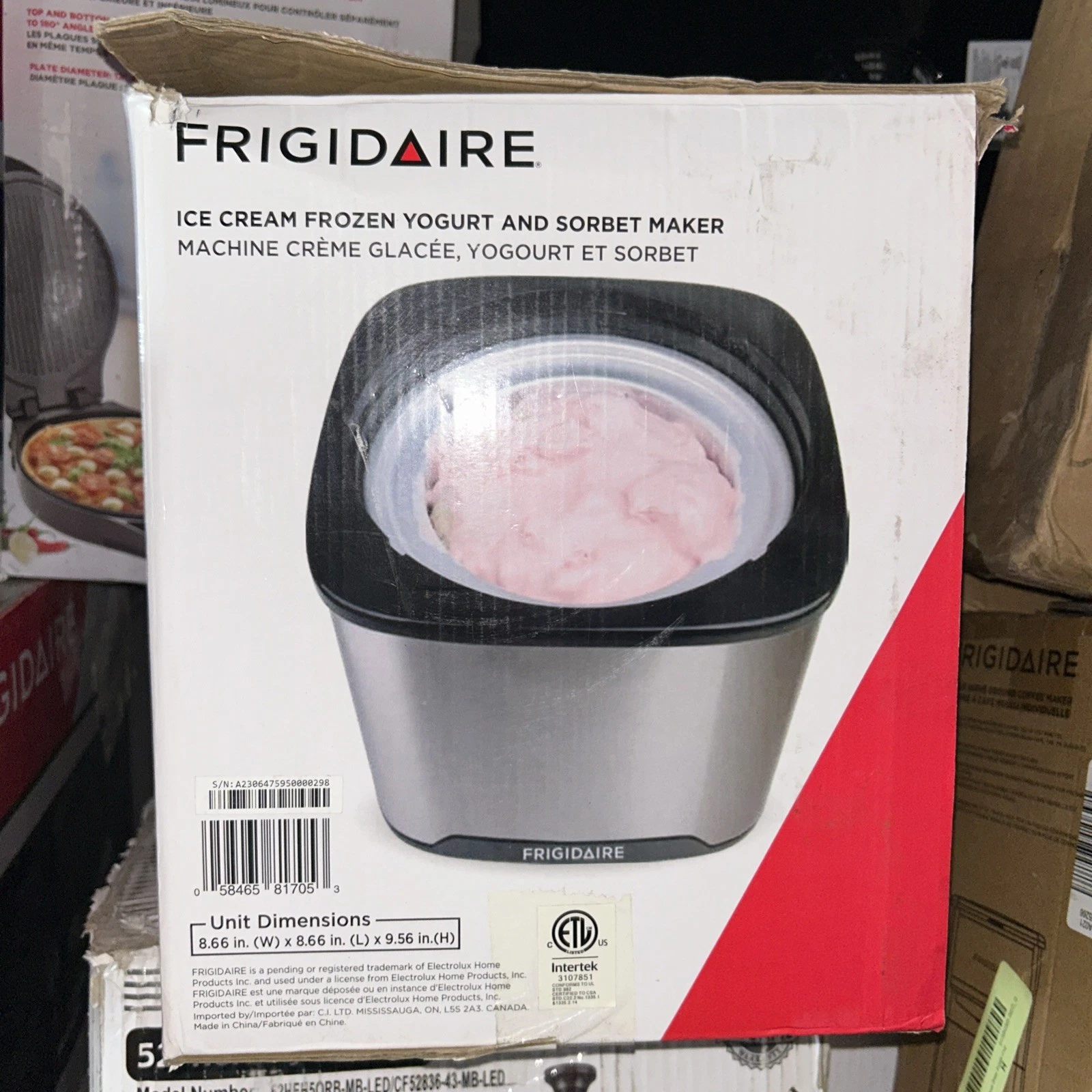 Frigidaire 2.11 qt Ice Cream/Frozen Yogurt/Sorbet Maker - Stainless Steel...