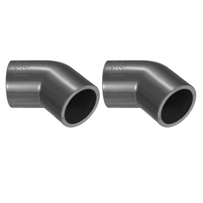2PCS 2 Way 45 Degree Elbow PVC Pipe Connections Schedule 80 1'' 2 Way Gray
