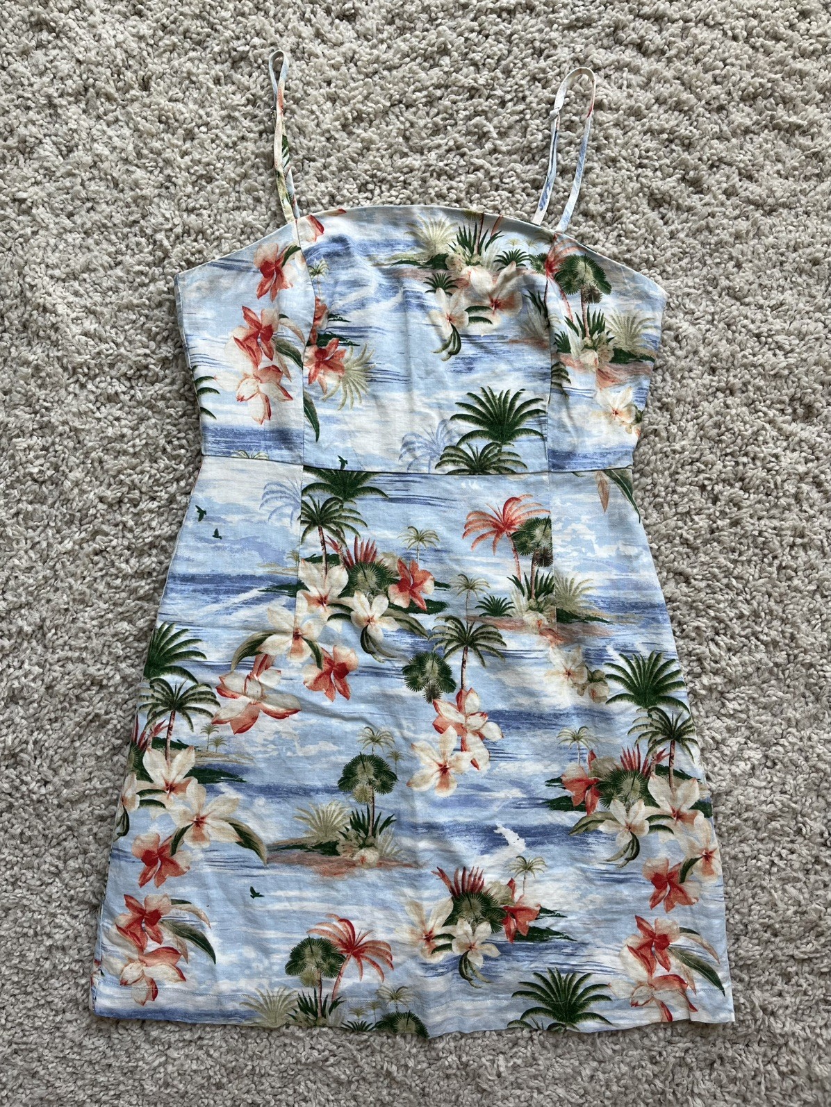 Forever 21 Tropical Floral Spaghetti Strap Mini Dress Size M
