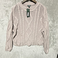 Wild Fable Cable-Knit Pullover Sweater 100 Cotton Gray Women's Size S
