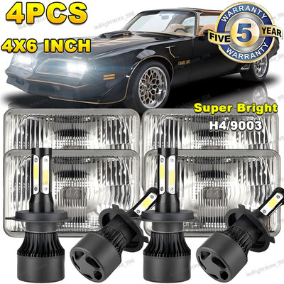 4pcs For 1977-1981 Pontiac Firebird Trans AM 4x6'' LED Headlights Hi/Lo Beam DRL