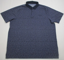 Under Armour Shirt Mens LG Loose Blue/Black Polo The Iso Chill Golf Performance