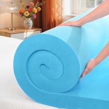 Gel Infused Memory Foam Queen Mattress Topper, 4 Inch Soft Bed Pad, Blue
