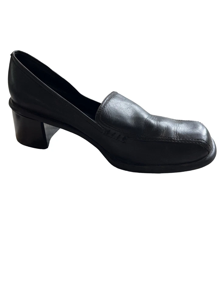 Mocasines vintage años 90 predicciones cuero negro curado, talla 9 Foto 2 de 4