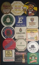 Vintage World Beer Mats Lot of 15 U.K. Germany, France, U.S. etc.
