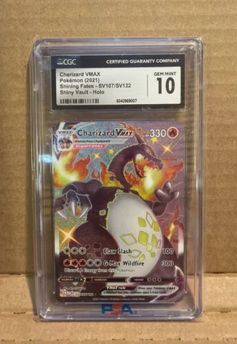 2021 Pokemon Shining Fates Set Charizard Vmax SV107/SV122 Shiny Holo CGC 10