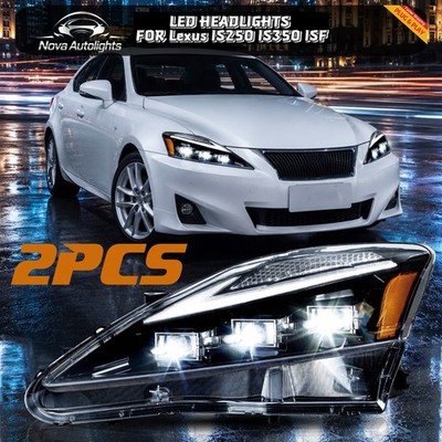 Full LED Headlights For 06-14 Lexus IS250 IS350 ISF w/Animation&Sequential Set