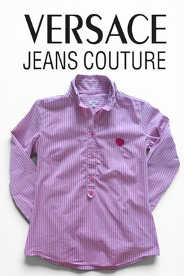 VJC Versace Damen Bluse rosa gestreift XS Gr. ITA 40 Vintage 90s Ittierre