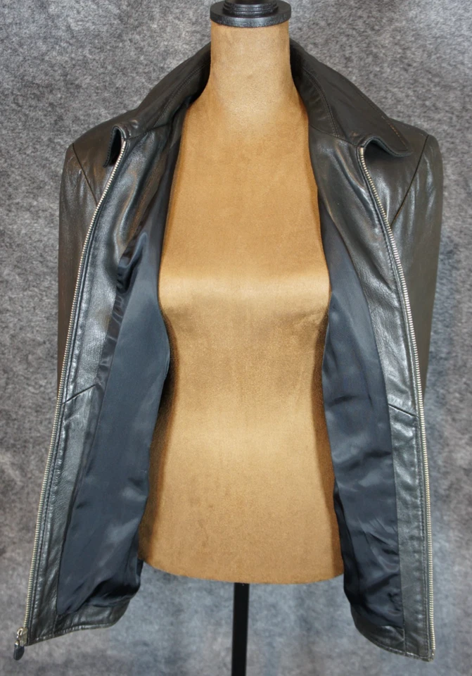Chaqueta Moto Ann Taylor Cuero Marrón - Para Mujer Talla 4 Hecha en EE. UU. Foto 2 de 4