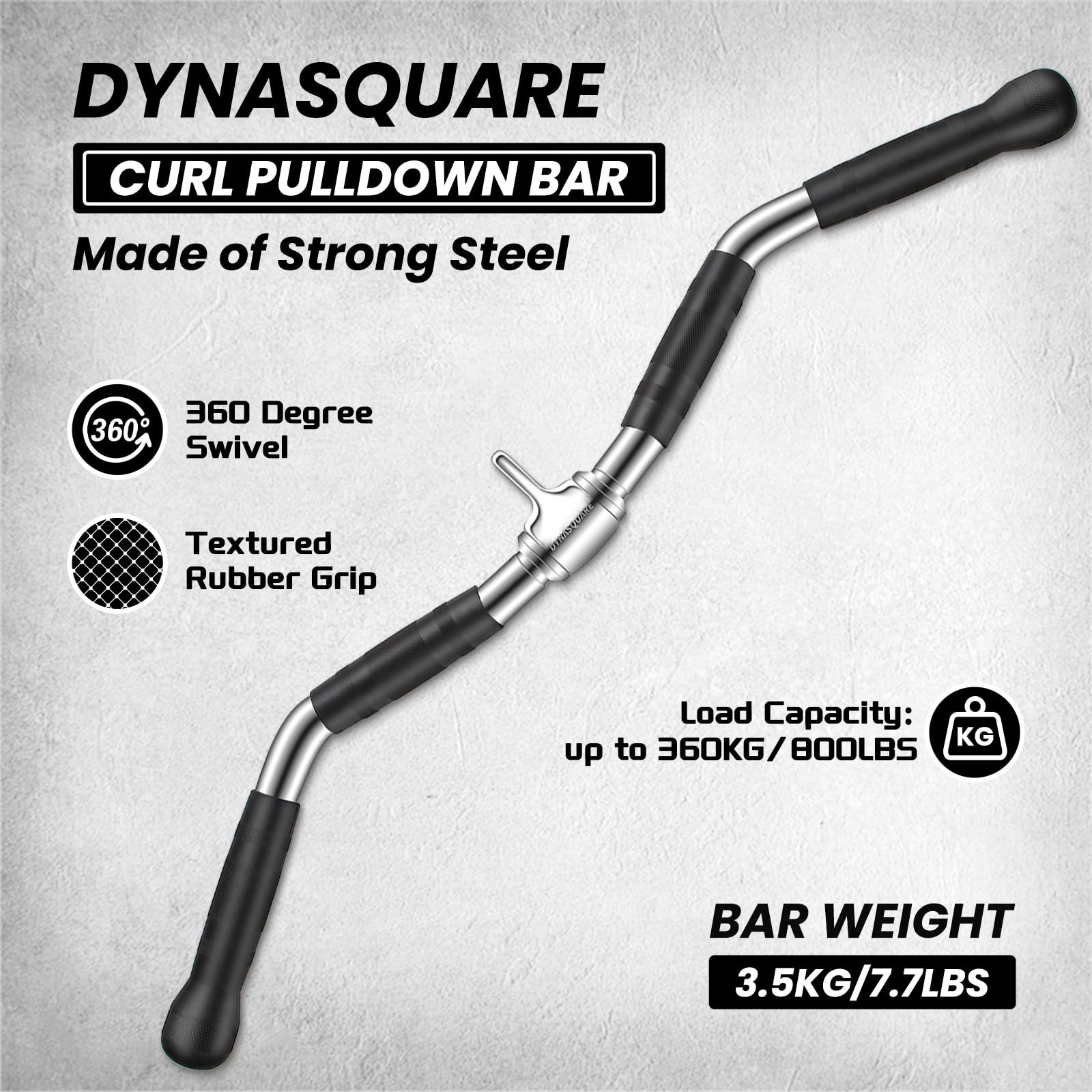 DYNASQUARE LAT Pulldown Attachments Combo, Curl Pulldown Bar with 360° Rotati...